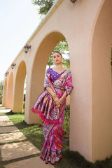 Designer Paithani Patola Sparrow Saree in Banarasi Soft Silk