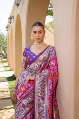 Designer Paithani Patola Sparrow Saree in Banarasi Soft Silk