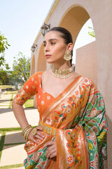 Designer Paithani Patola Sparrow Saree in Banarasi Soft Silk