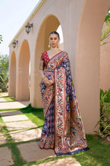 Designer Paithani Patola Sparrow Saree in Banarasi Soft Silk