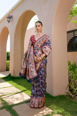 Designer Paithani Patola Sparrow Saree in Banarasi Soft Silk