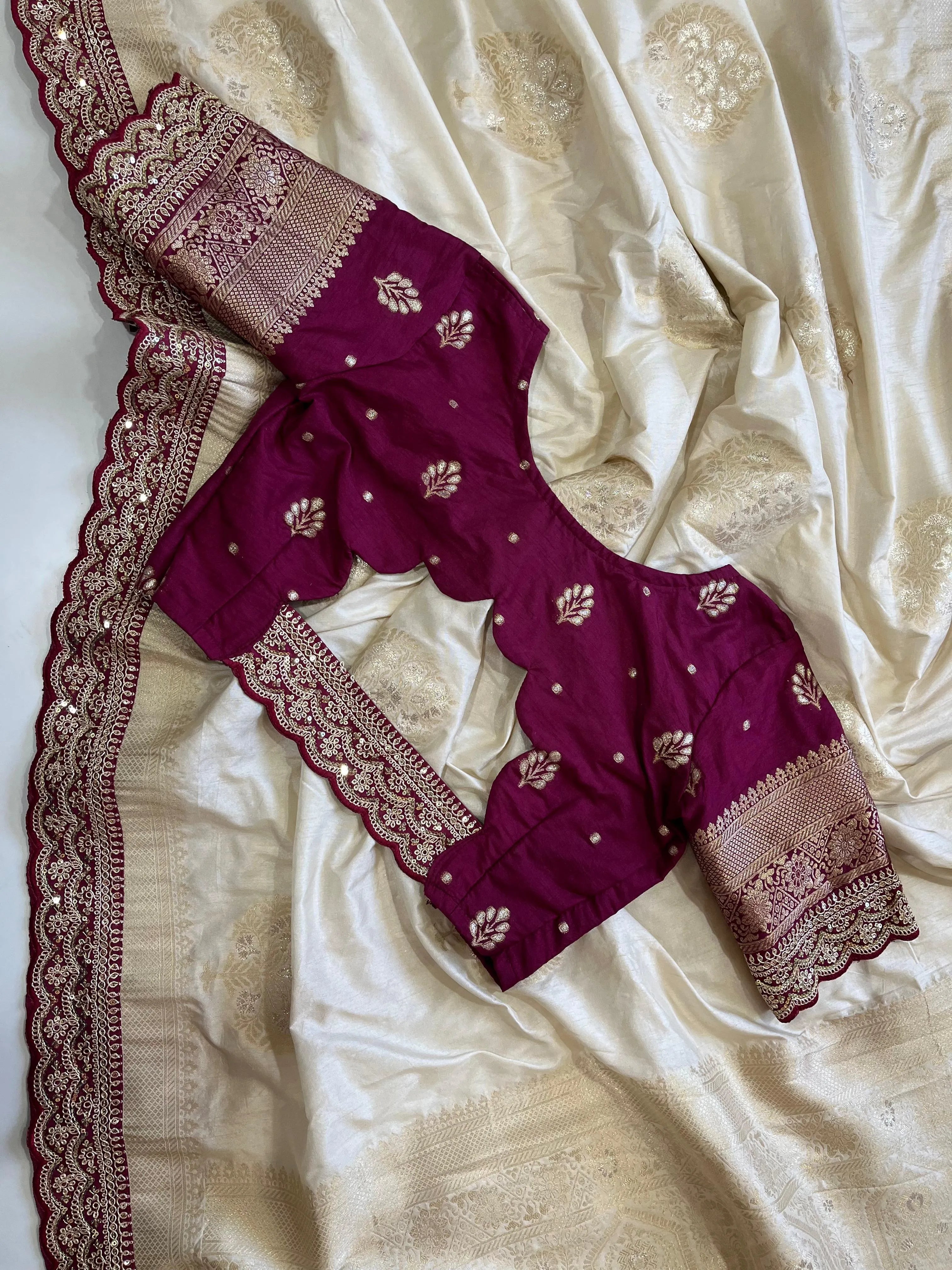 Banarasi Jaal Embroidery Sequence Work Sarees (Unstiched Blouse)