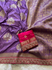 Banarasi Jaal Embroidery Sequence Work Sarees (Unstiched Blouse)