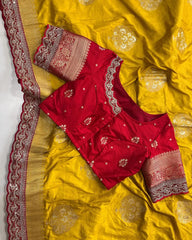 Banarasi Jaal Embroidery Sequence Work Sarees (Unstiched Blouse)