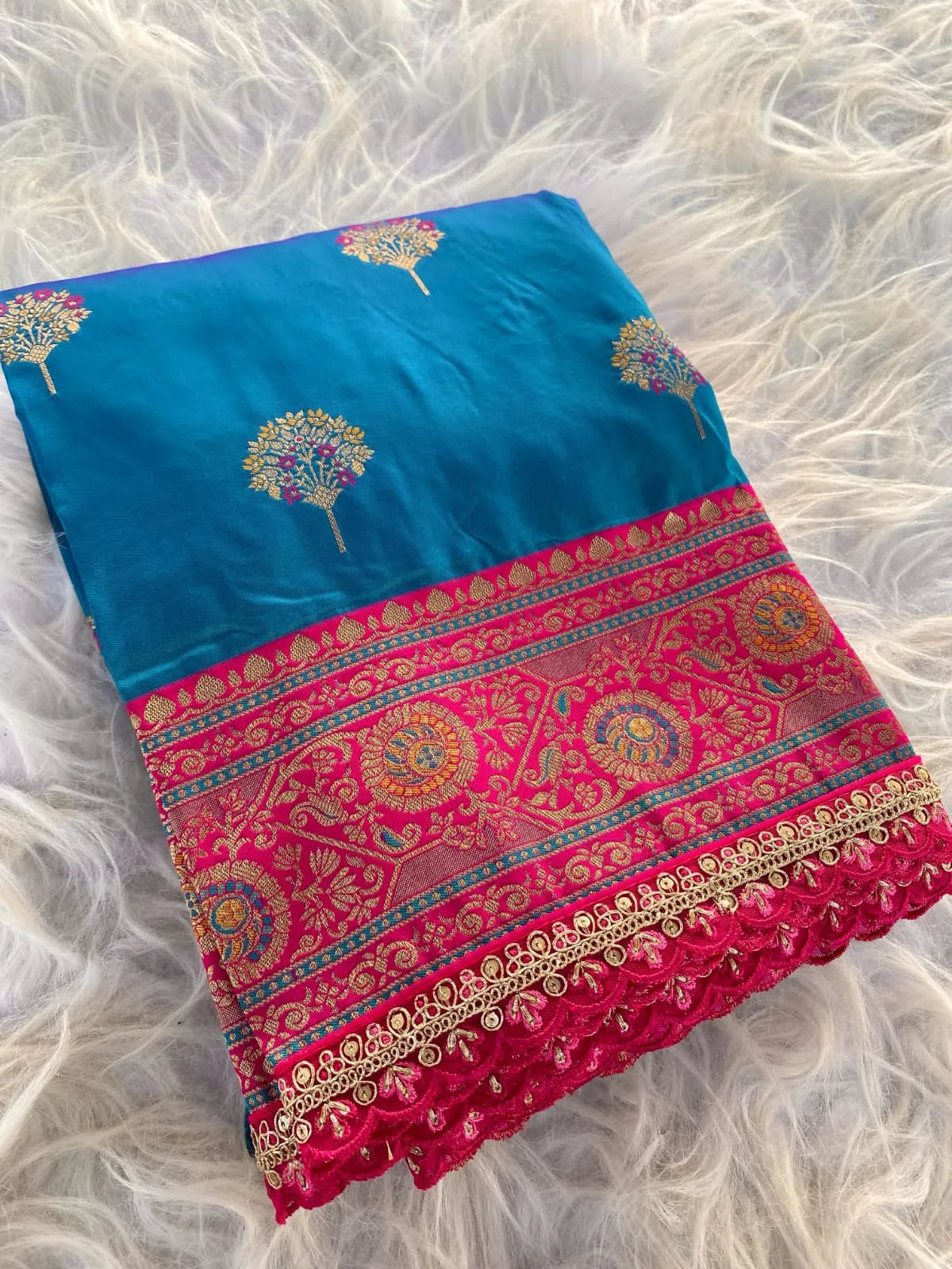 Premium Banarasi Intricate Color Saree with Lace