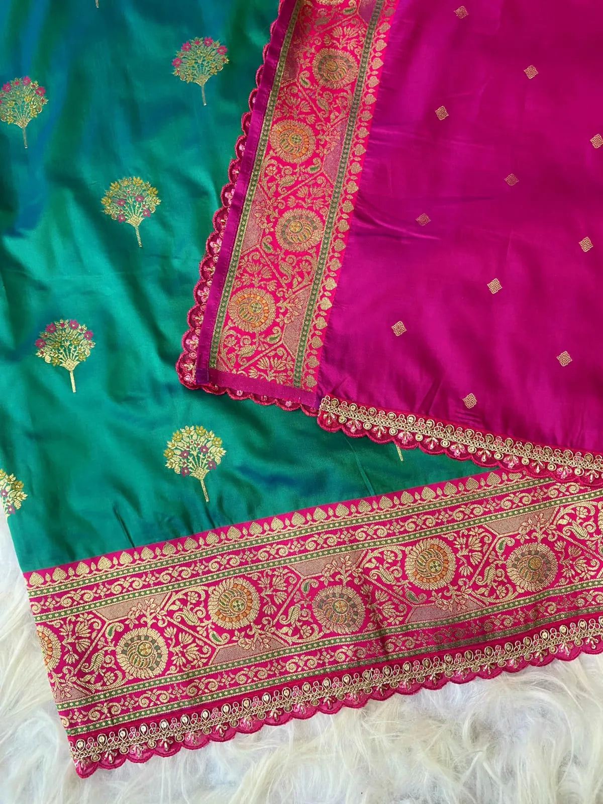 Premium Banarasi Intricate Color Saree with Lace