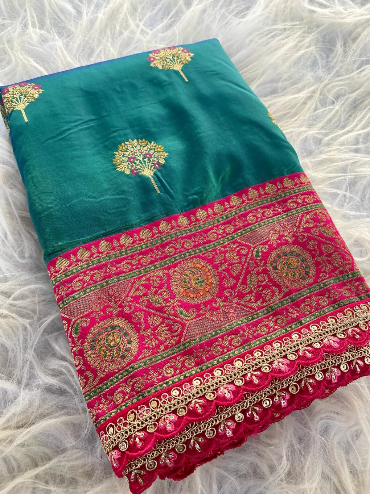Premium Banarasi Intricate Color Saree with Lace