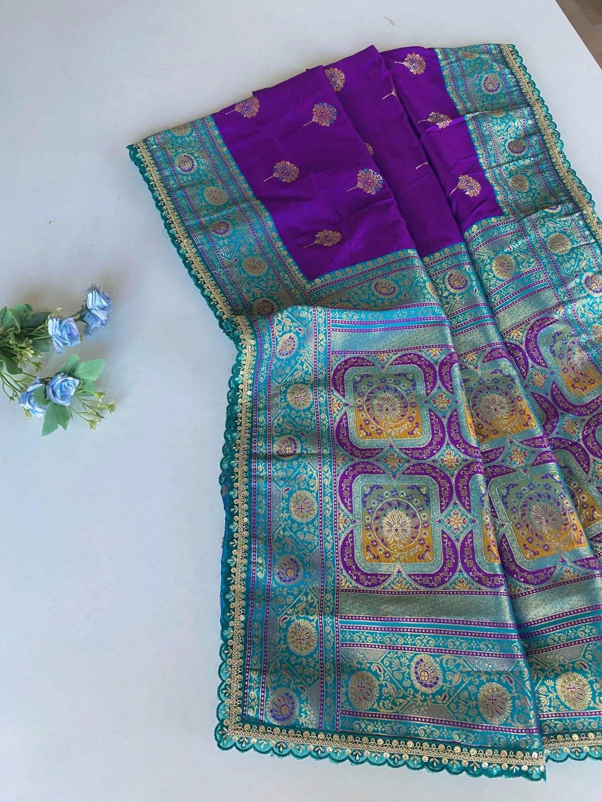 Premium Banarasi Intricate Color Saree with Lace
