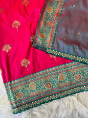 Premium Banarasi Intricate Color Saree with Lace