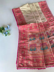 Premium Banarasi Intricate Color Saree with Lace