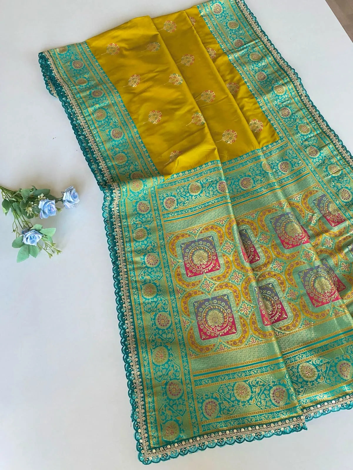 Premium Banarasi Intricate Color Saree with Lace