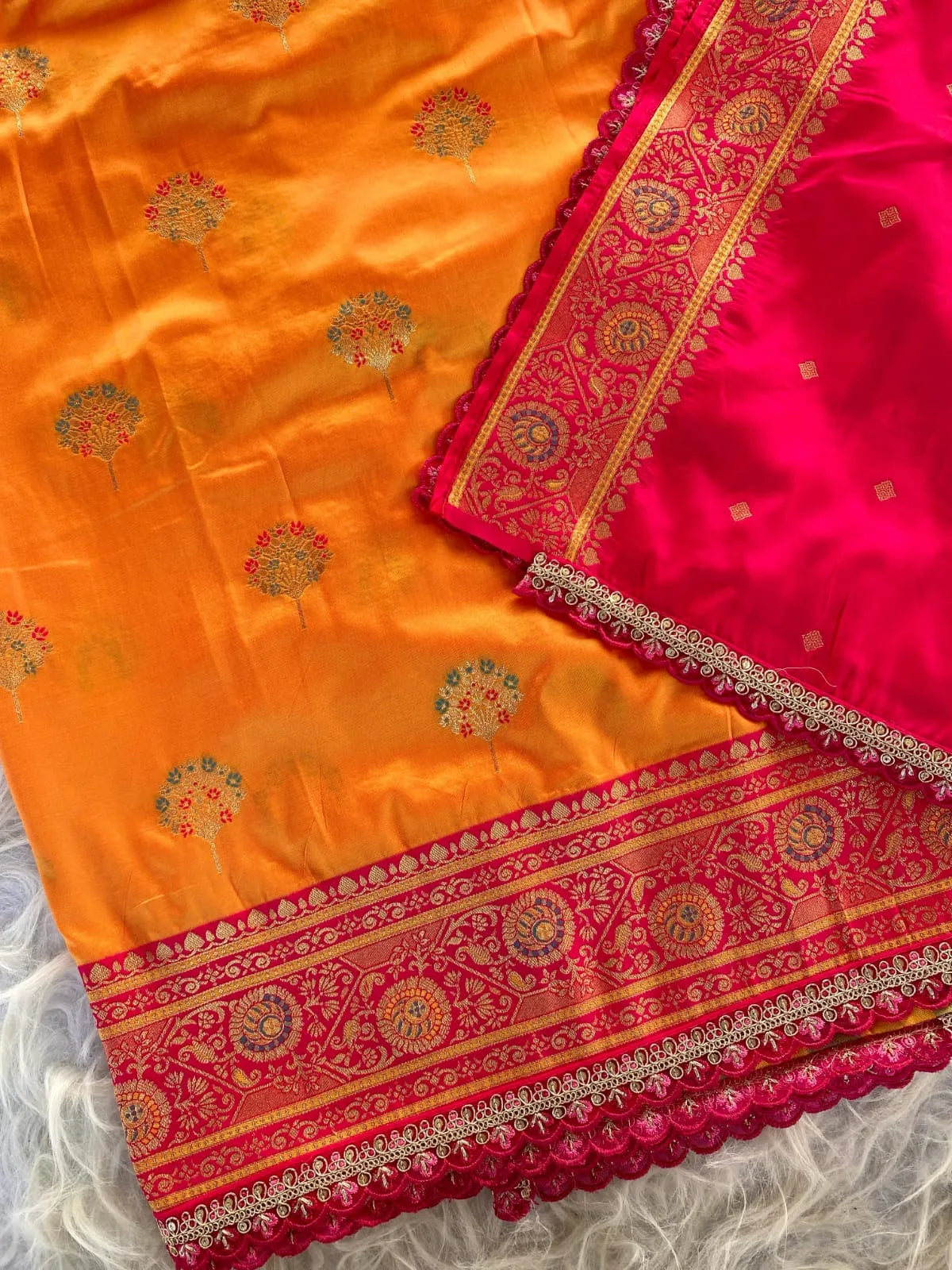 Premium Banarasi Intricate Color Saree with Lace