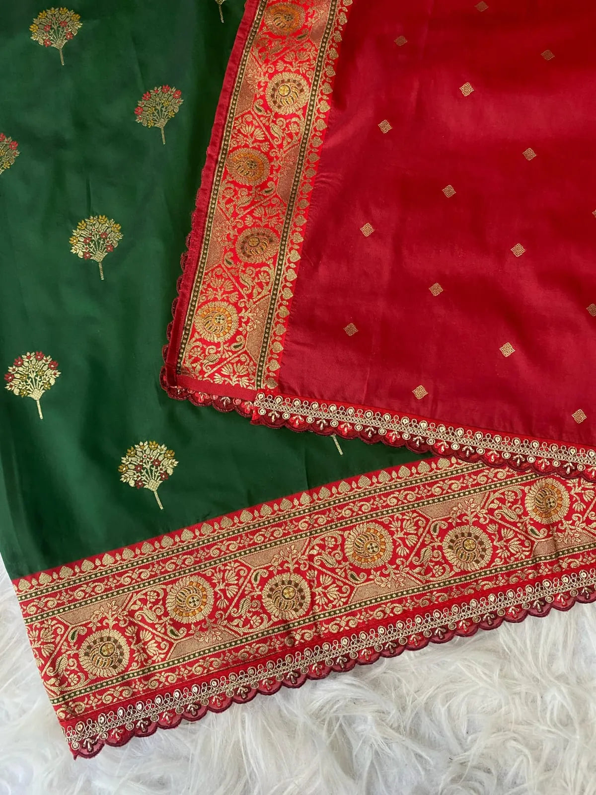 Premium Banarasi Intricate Color Saree with Lace