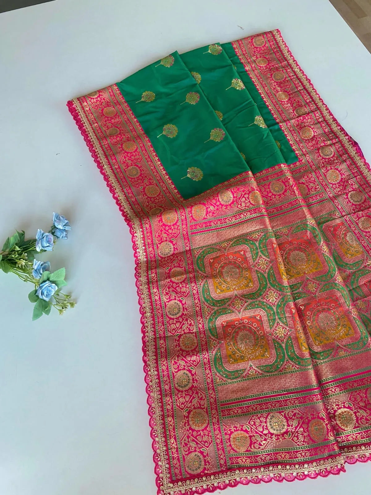 Premium Banarasi Intricate Color Saree with Lace