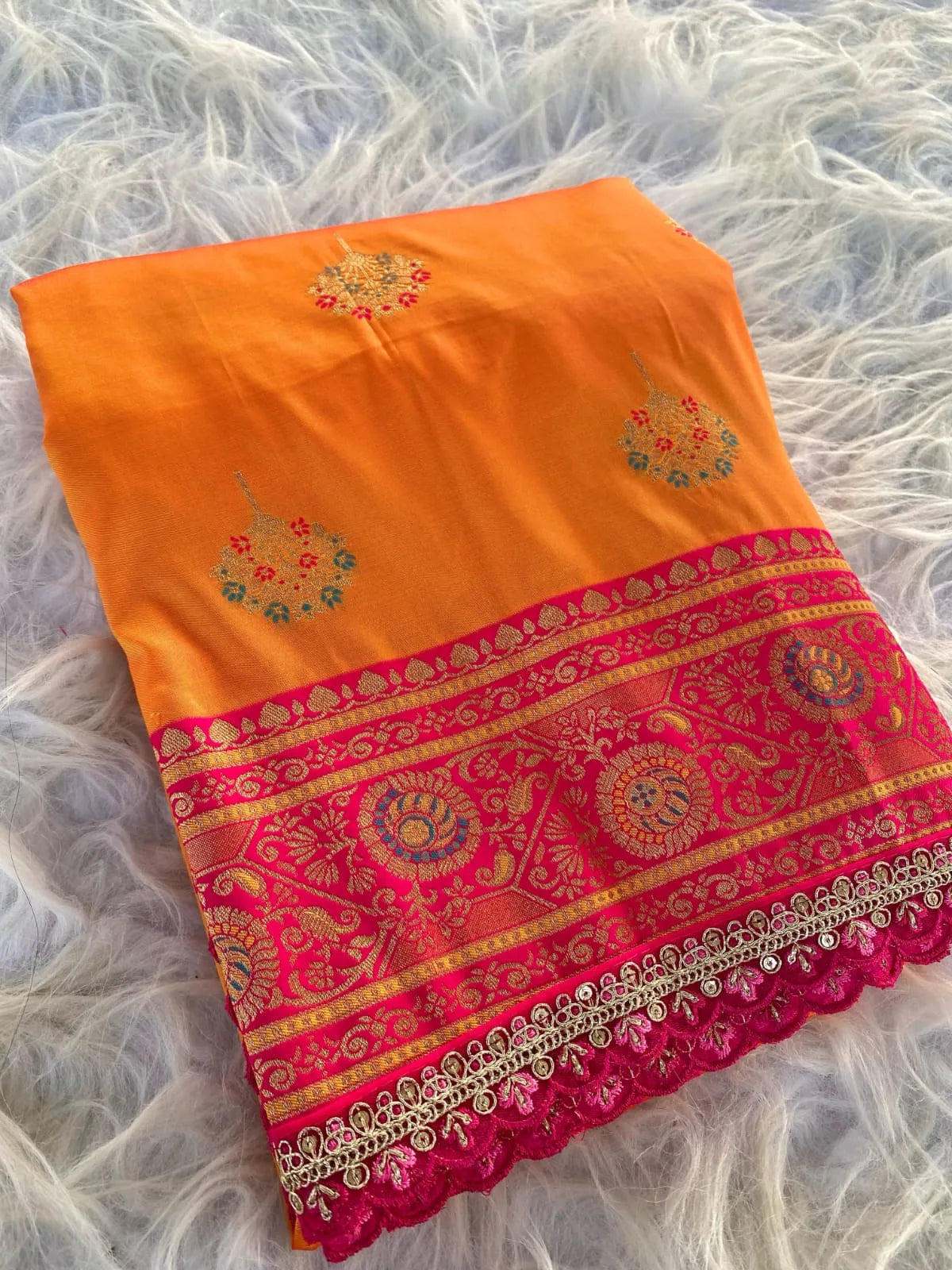 Premium Banarasi Intricate Color Saree with Lace