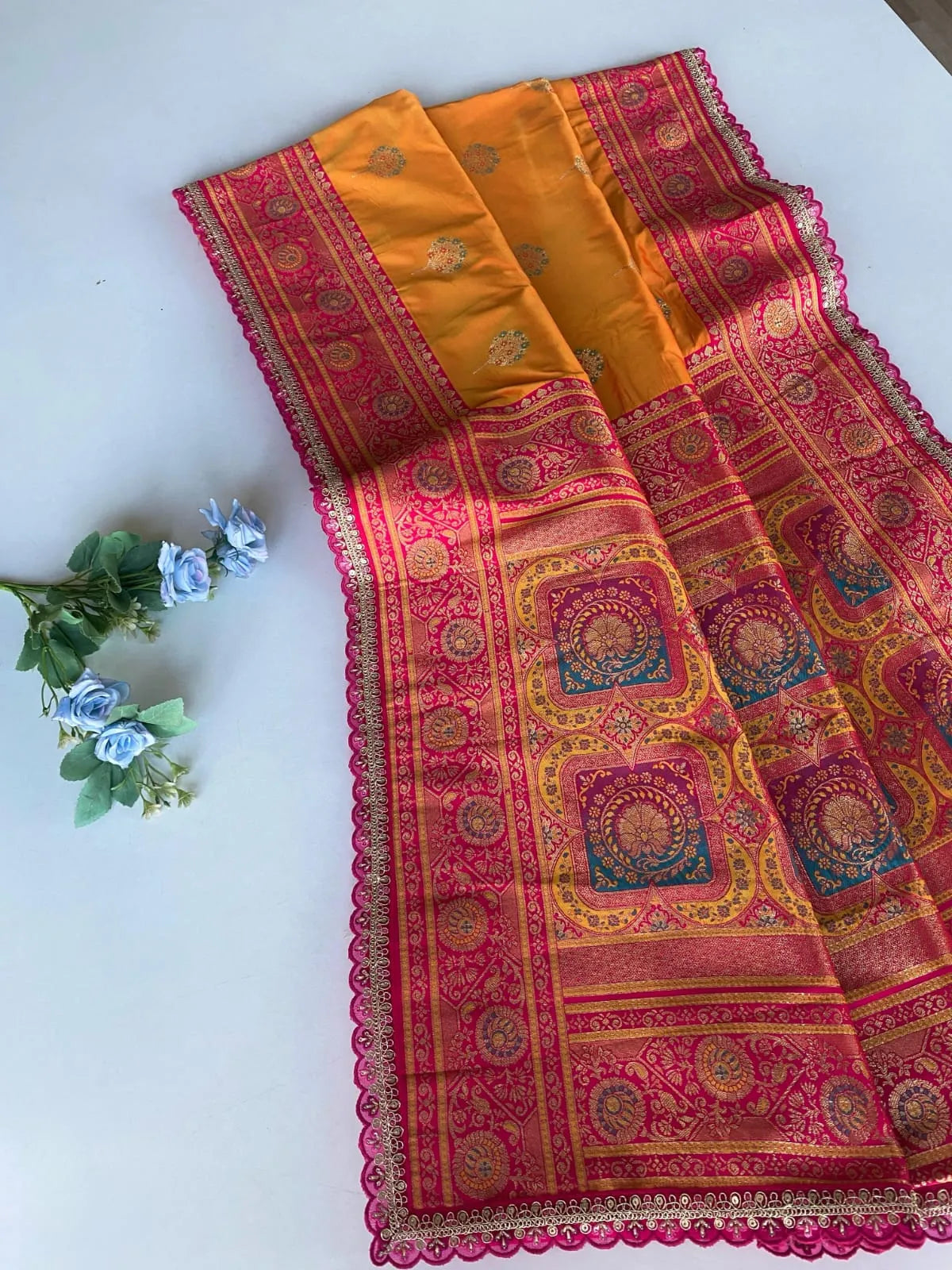 Premium Banarasi Intricate Color Saree with Lace