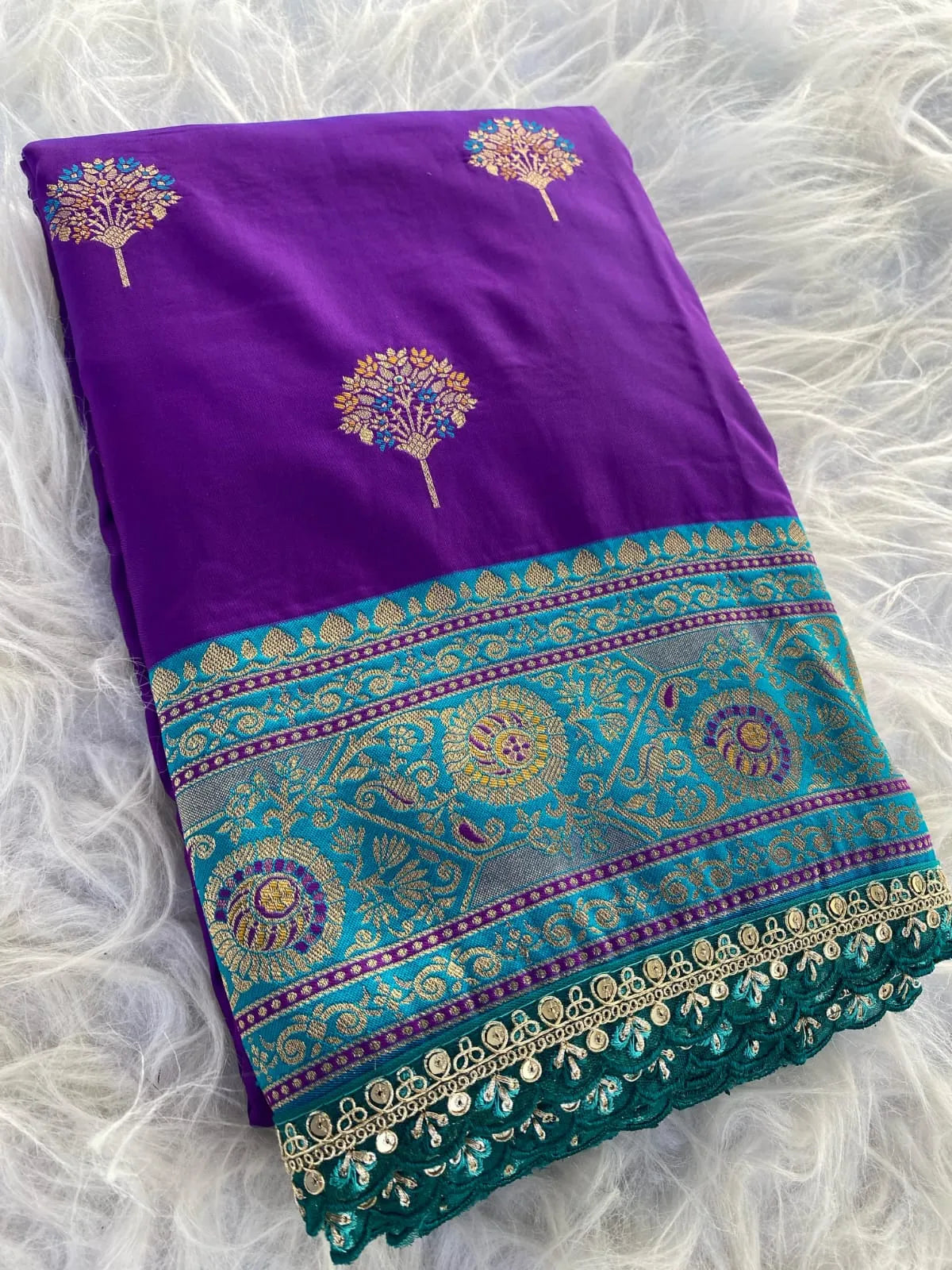 Premium Banarasi Intricate Color Saree with Lace