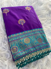 Premium Banarasi Intricate Color Saree with Lace