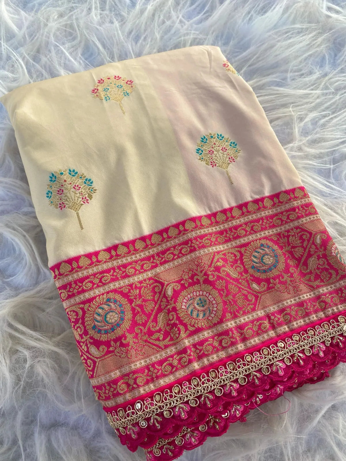 Premium Banarasi Intricate Color Saree with Lace