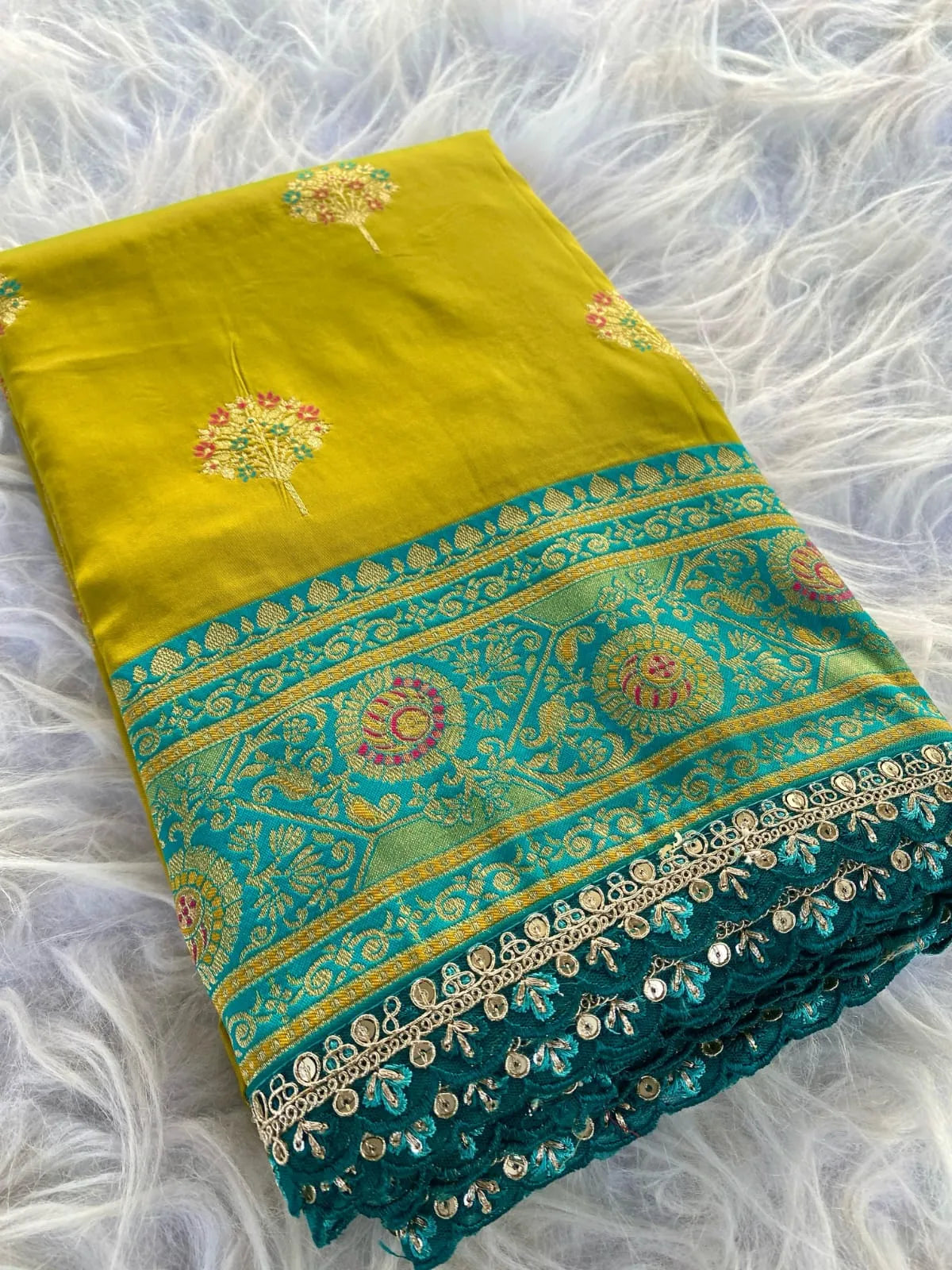 Premium Banarasi Intricate Color Saree with Lace