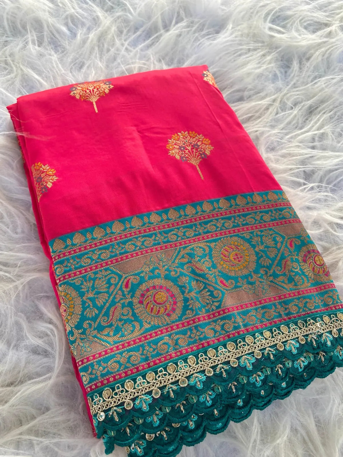 Premium Banarasi Intricate Color Saree with Lace