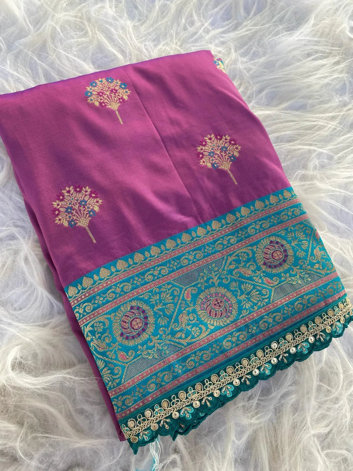 Premium Banarasi Intricate Color Saree with Lace