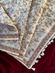 Pure Loom Tussar Designer Embroidery Saree