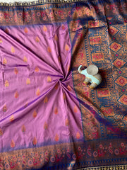 Paithani Silk Peacock Motif Banarasi Saree with Lace