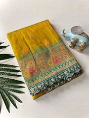 Paithani Silk Peacock Motif Banarasi Saree with Lace