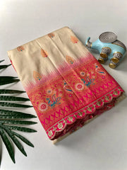 Paithani Silk Peacock Motif Banarasi Saree with Lace
