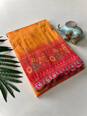 Paithani Silk Peacock Motif Banarasi Saree with Lace