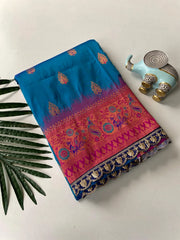 Paithani Silk Peacock Motif Banarasi Saree with Lace