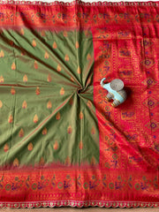 Paithani Silk Peacock Motif Banarasi Saree with Lace