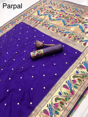 Pure Kanchipuram Paithani Silk Peacock Design Saree