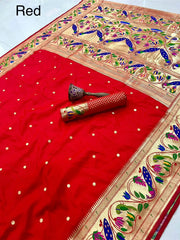 Pure Kanchipuram Paithani Silk Peacock Design Saree