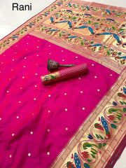 Pure Kanchipuram Paithani Silk Peacock Design Saree