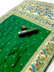 Pure Kanchipuram Paithani Silk Peacock Design Saree