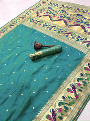 Pure Kanchipuram Paithani Silk Peacock Design Saree