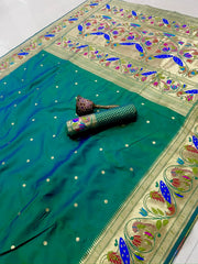 Pure Kanchipuram Paithani Silk Peacock Design Saree