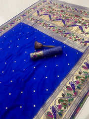 Pure Kanchipuram Paithani Silk Peacock Design Saree