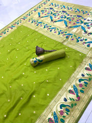 Pure Kanchipuram Paithani Silk Peacock Design Saree