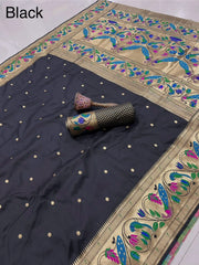 Pure Kanchipuram Paithani Silk Peacock Design Saree
