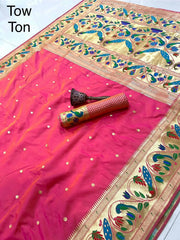 Pure Kanchipuram Paithani Silk Peacock Design Saree