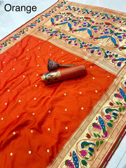 Pure Kanchipuram Paithani Silk Peacock Design Saree