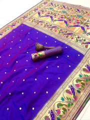 Pure Kanchipuram Paithani Silk Peacock Design Saree