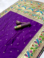 Pure Kanchipuram Paithani Silk Peacock Design Saree