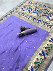 Pure Kanchipuram Paithani Silk Peacock Design Saree