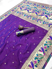 Pure Kanchipuram Paithani Silk Peacock Design Saree