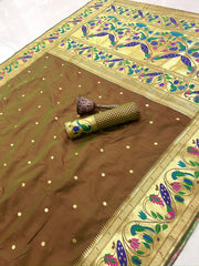 Pure Kanchipuram Paithani Silk Peacock Design Saree