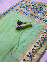 Pure Kanchipuram Paithani Silk Peacock Design Saree